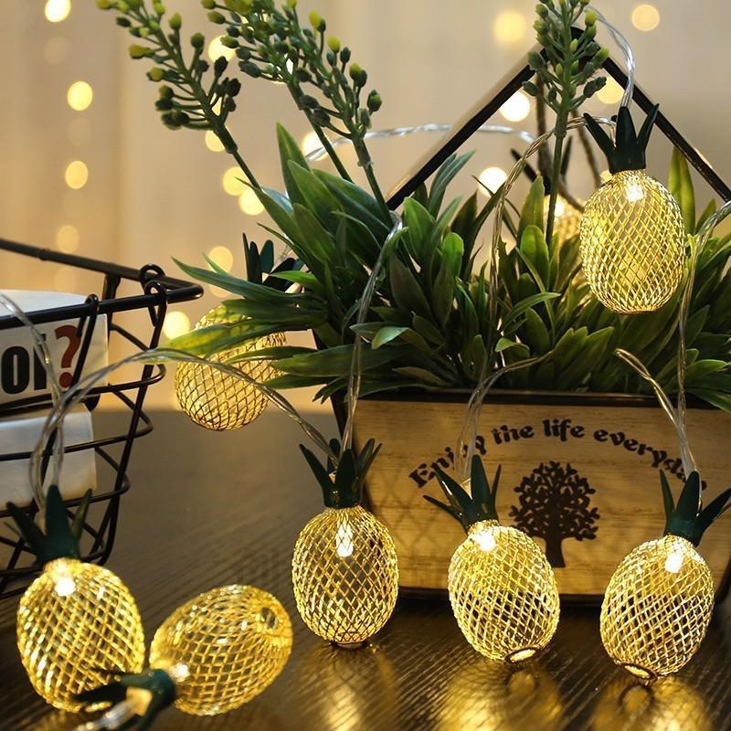 Guirlande lumineuse LED en forme d'ananas en fer de 1,5 m et 3 m, alimentée par batterie, luminaire décoratif de Noël, idéal pour une chambre à coucher, un patio ou un jardin_voghion.com