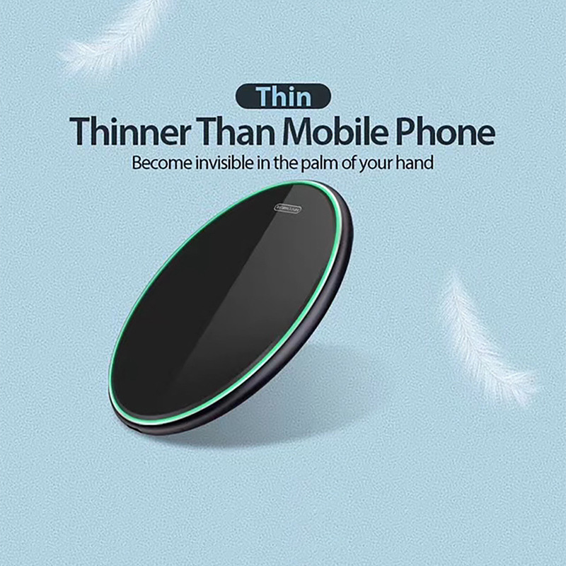 Novo carregador sem fio de mesa para celular, carregador sem fio redondo ultrafino para iPhone e Android, carregamento rápido_voghion.com
