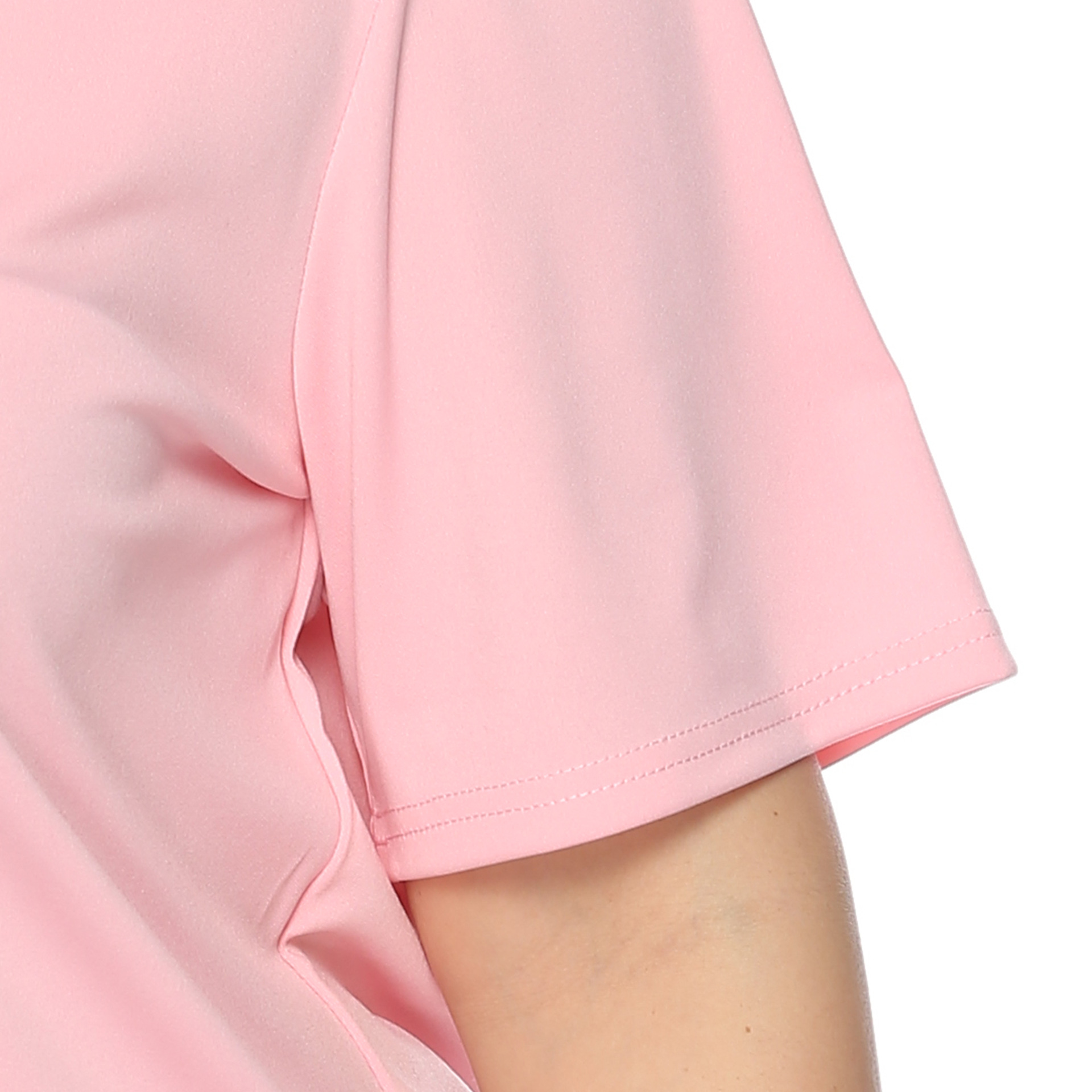 Women's tops large size women's clothing solid color burnt flower hollow wave edge casual short-sleeved T-shirt_voghion.com