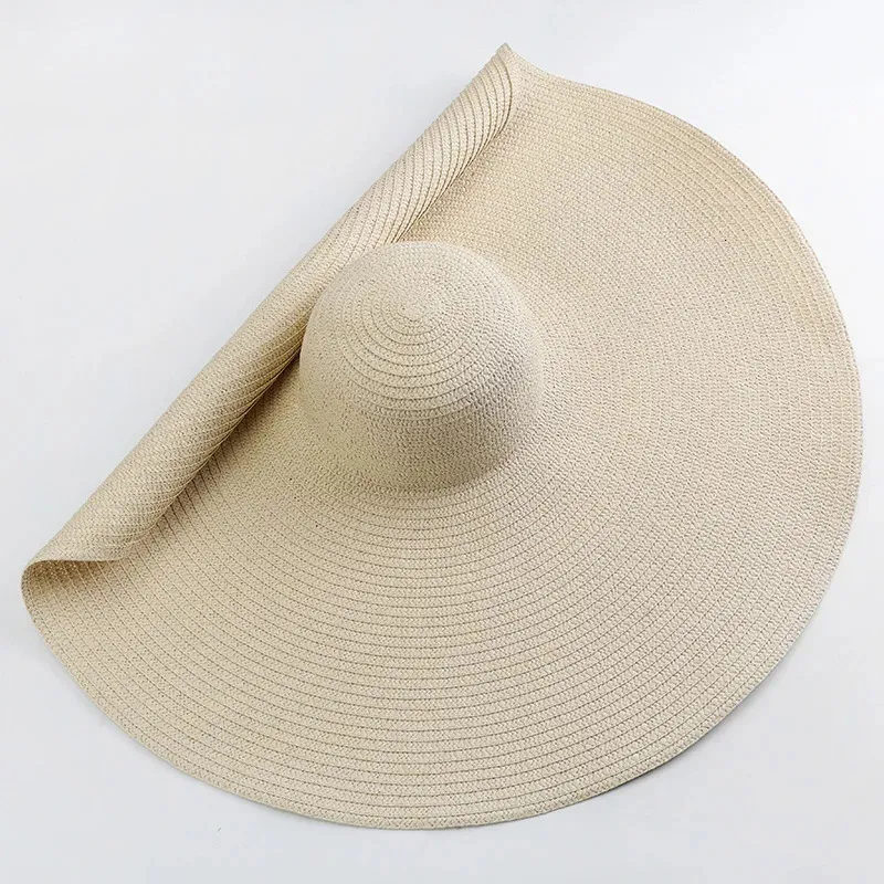 Foldable Women Oversized Ppy Straw Hat 70cm Diameter Large Brim Summer Sun Hats Panama Travel Beach Wholesale 240619_voghion.com