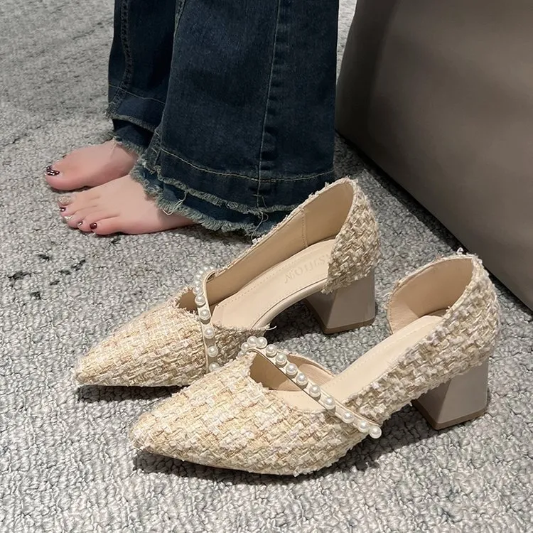 Rough Order for Women Pointed Hollow Single Shoes Shallow Mouth High Heels Large Quantity Eent_voghion.com