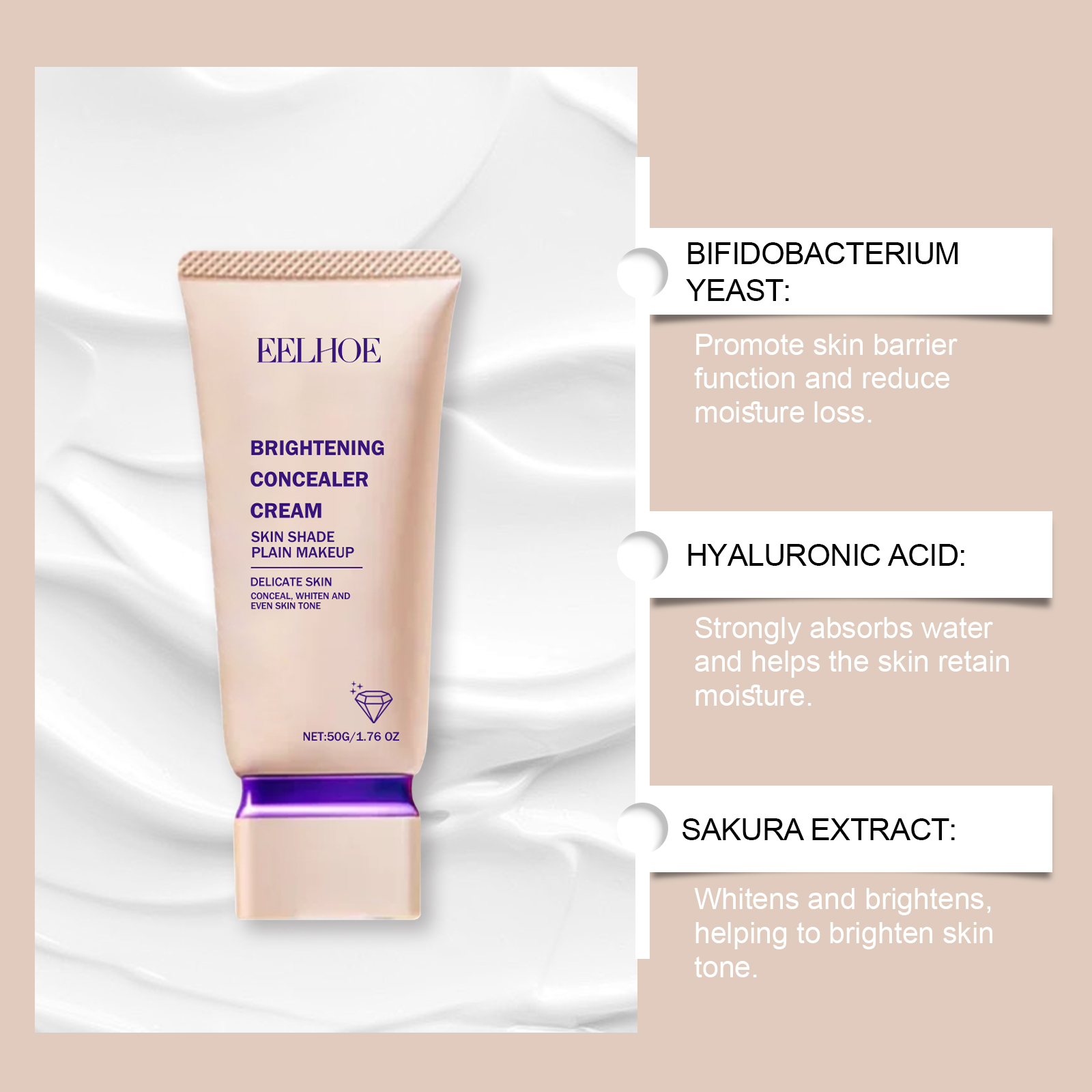EELHOE Brightening Tone-Up Cream Lightweight Natural Coverage Skincare-Infused Concealer For No-Makeup Flawless Finish & Radiant Skin_voghion.com