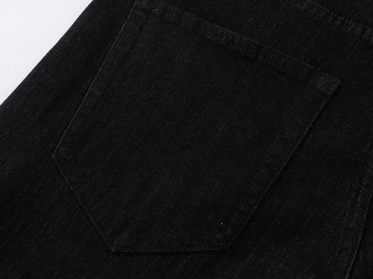 Men's Streetwear Inner Side Floral Embroidery Black Blue LOSTSHDWS Jeans For Men Straight Loose Pockets Denim Pants_mkmklike.com