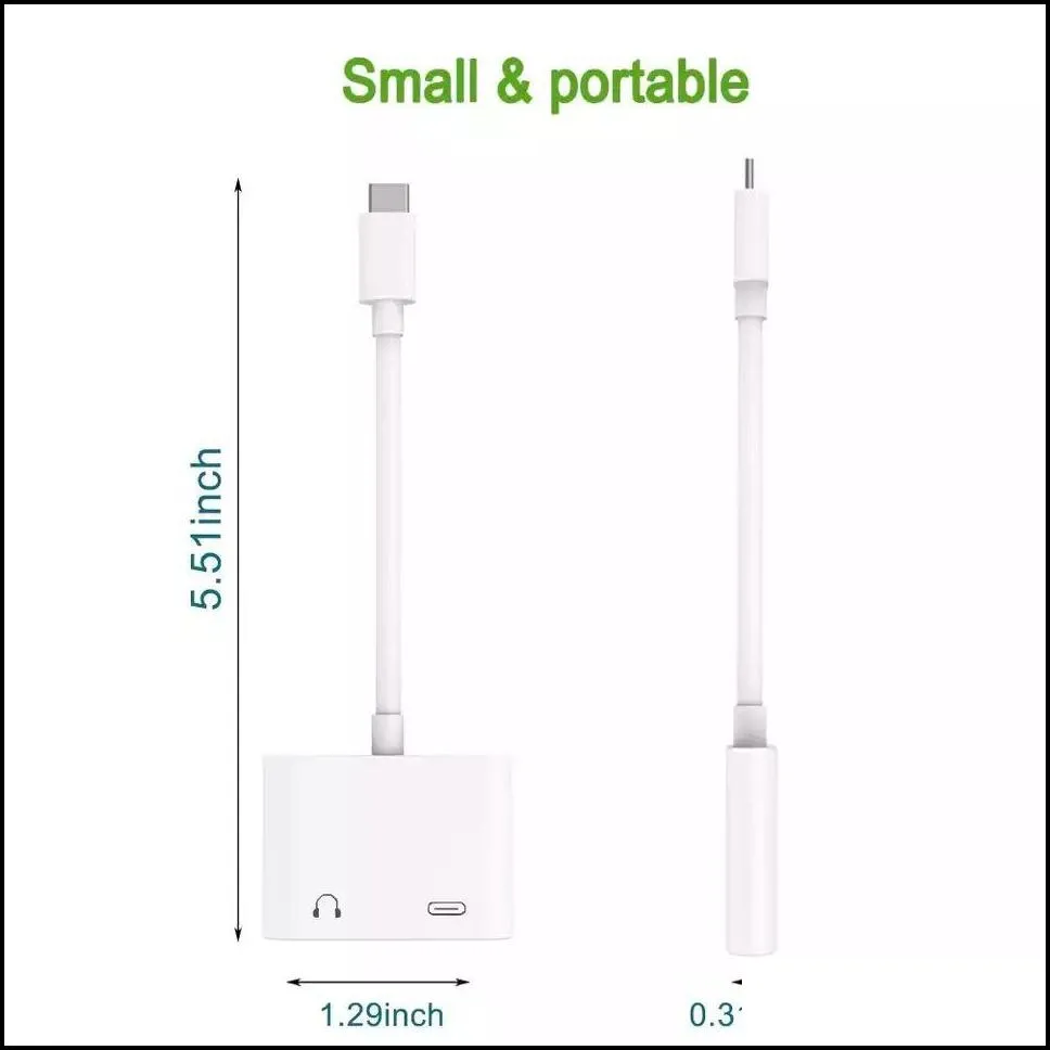 Cell Phone Cables Charger Adapter 2 In 1 Usb C To Headphone Audio Noise Cancelling For Smart Mobile Phone289T Drop_voghion.com