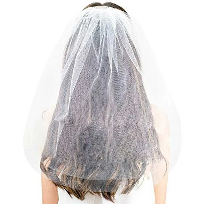 Gioielli per capelli per addio al nubilato, per futura sposa con pettine e velo da sposa corto_voghion.com