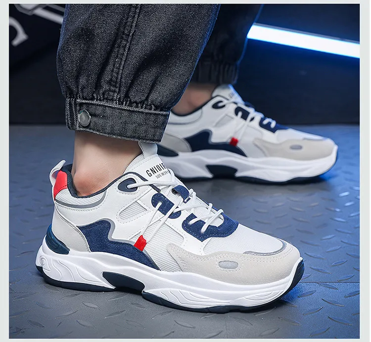 Men Breathable New Mesh Trend Versatile Athleisure Running Trendy Clunky Shoes Blue Free Shipping Ss Size_voghion.com