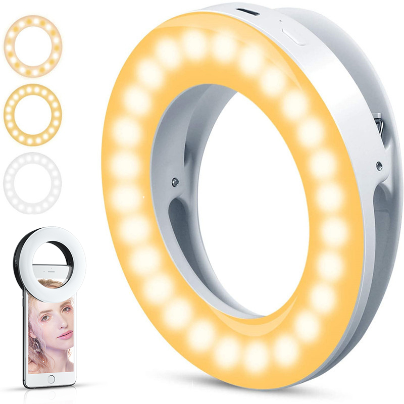 Upgrade 3200K-6500K LED-Clip-Ringlicht 40 LED-Lampe Selfie-Fülllichter für iPhone Android-Mobiltelefon USB-Ladeverbesserungslampe_voghion.com