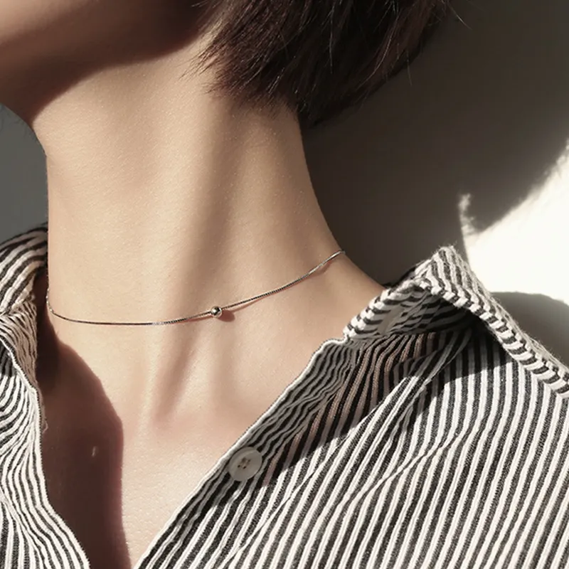 Kedjor Enkel Rund Pärla Charm Hänge Halsband För Kvinnor Choker Smycken Gåva Dz946_voghion.com