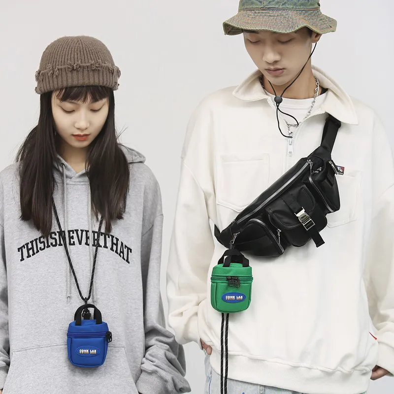 Mini porte-monnaie multifonction détachable pour hommes et femmes, style hip-hop, techwear, casque, clés, sac bandoulière_voghion.com