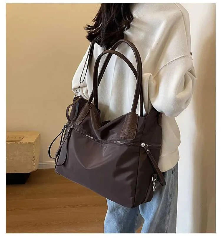 Sac à main en toile de nylon pour femmes, nouvelle tendance automne/hiver 2024, sac messager coréen décontracté de grande capacité, sac à main Y241011_voghion.com