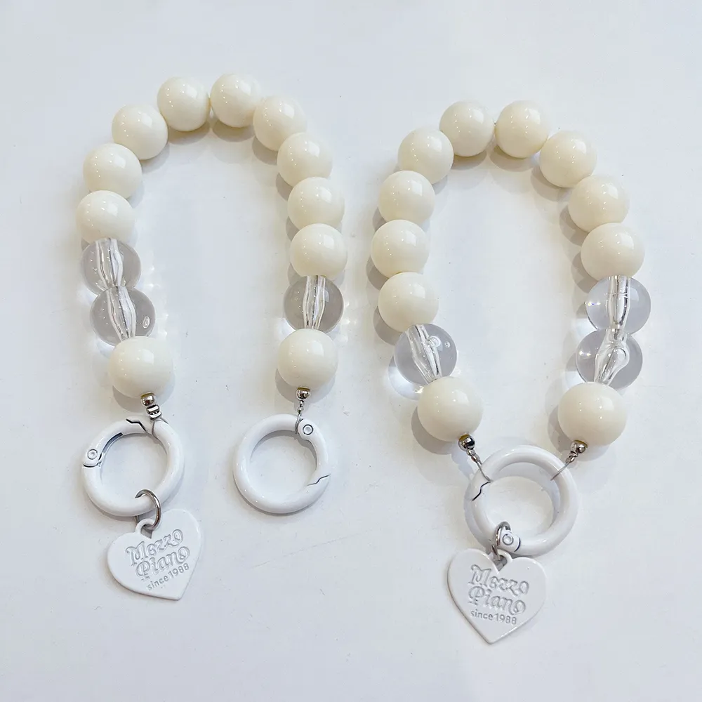 INS Fashion Beaded Lanyard Anti-Lost Bracelet For Mobile Case Wrist Strap Car Keychain Cute Phone Charm_voghion.com