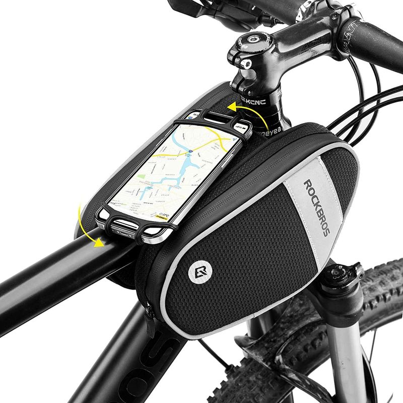 ROCKBROS Mobile Bicycle Frame Bag With Holder 360°Rotatable For Cell Phone 6.5"_voghion.com
