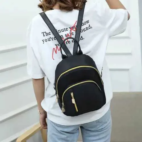 Zaino da scuola in nylon alla moda nero per ragazze adolescenti Mini per ragazze Borsa da viaggio a tracolla Zaino da donna C241011C241011_voghion.com