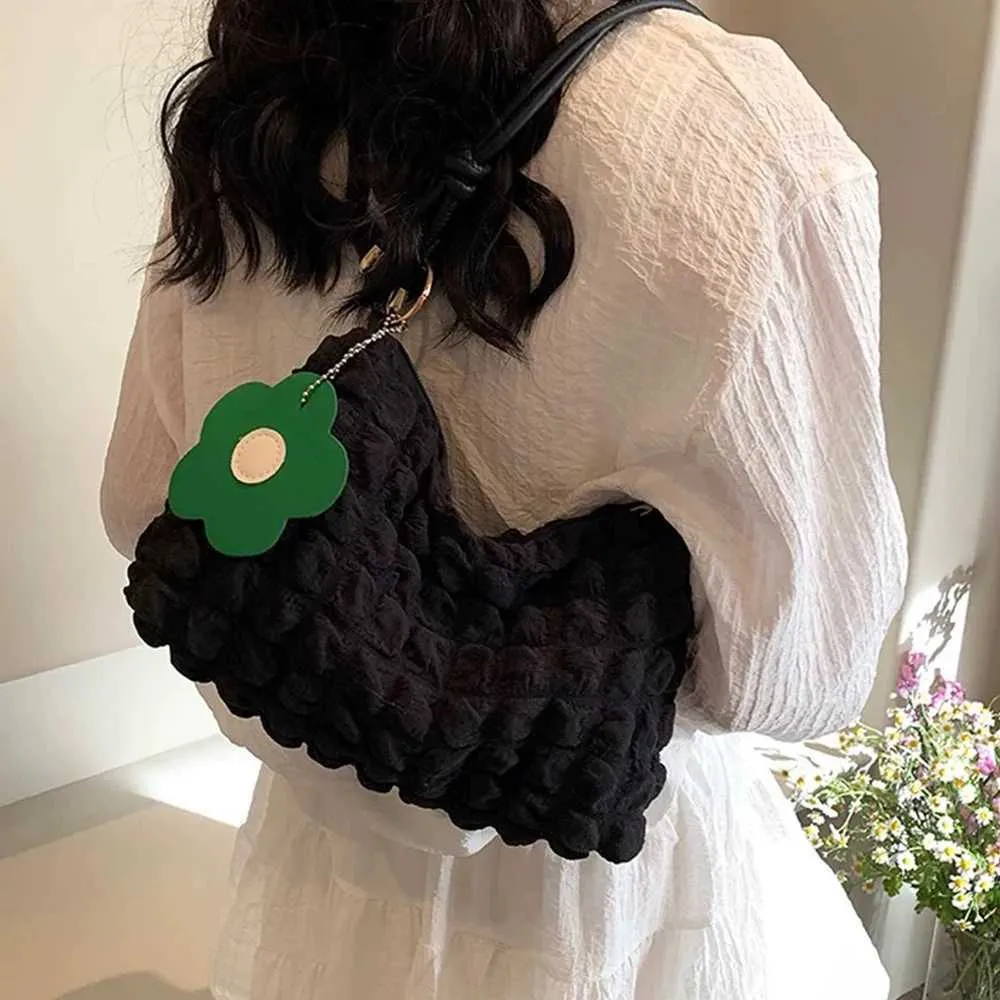 Sac à main coréen à bulles souples pour femmes, sac à bandoulière décontracté avec motif nuage pliable, portefeuille mignon Y241123_voghion.com