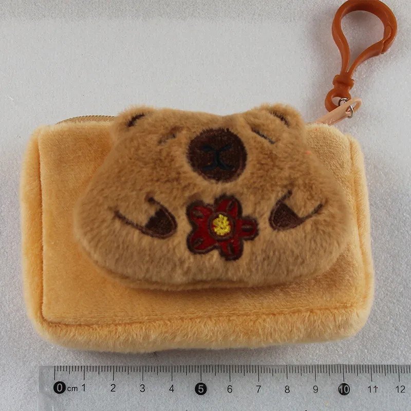 Capibala Zero Münzgeldbörse für Damen, Cartoon-Motiv, mit Reißverschluss, Plüsch, tragbar, Schlüsselanhänger, Aufbewahrung, Kopfhörertasche, Brieftasche, Anhänger_voghion.com