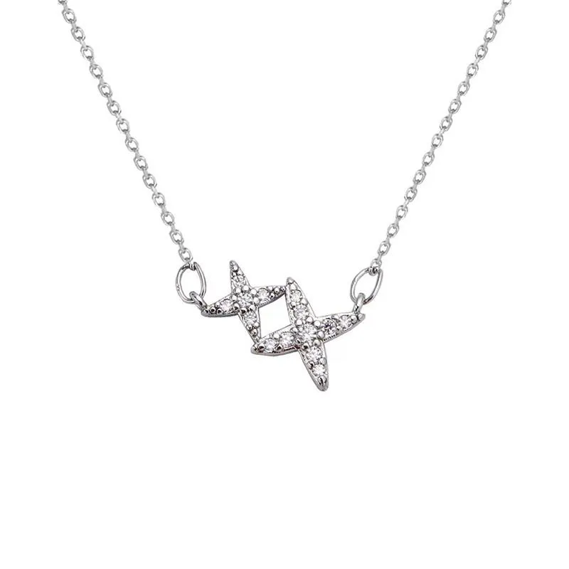 Κολιέ μενταγιόν Xxixx Sterling Sier Shiny Star Zircon Κολιέ Γούρι Γυναικεία Κοσμήματα Γάμου και Πάρτι Σχεδιασμός Δημιουργικού Στυλ_voghion.com