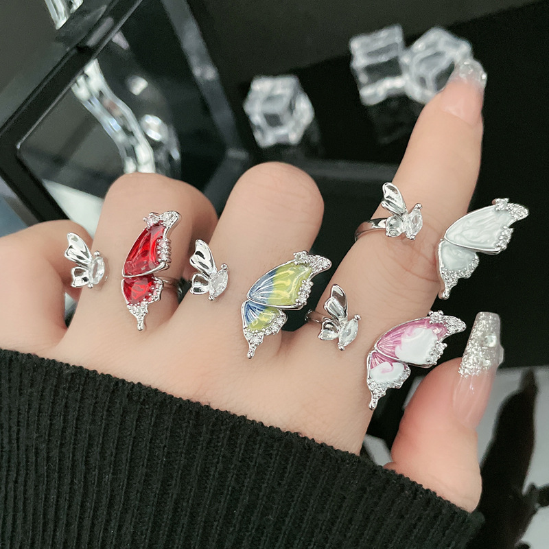 French new sweet and cool butterfly drop glaze opening for women's Instagram Cool style light luxury high-end_voghion.com