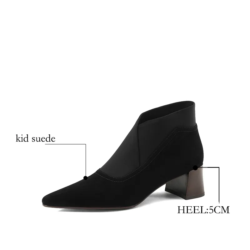 2024 New Spring Square Toe Women Pumps High Women's Heels Party Shoes Retro Kid Suede D074_voghion.com
