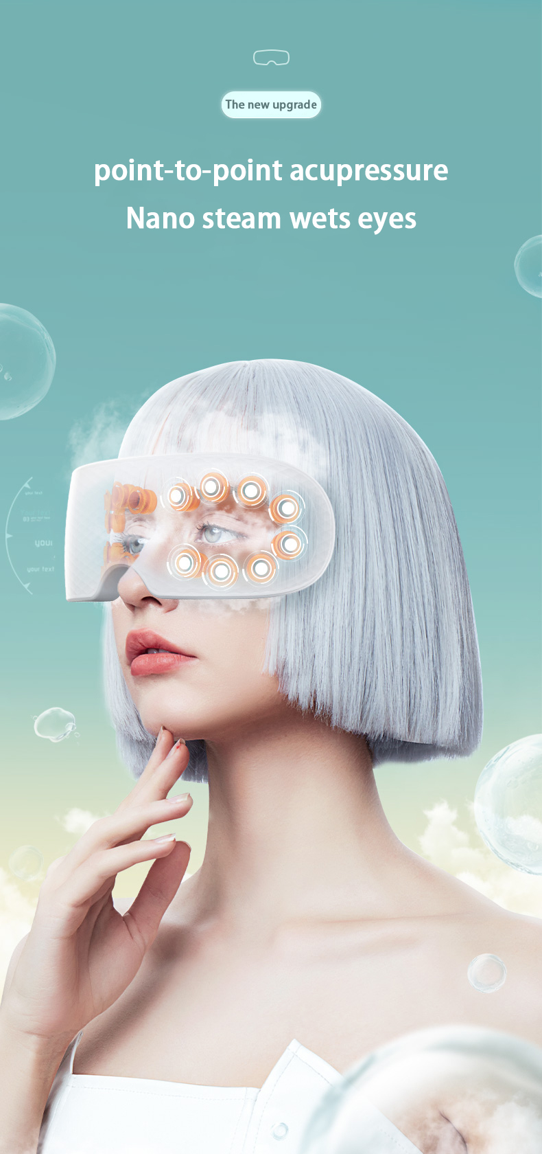 Nano Steam Eye Massager Eye Care Sildošā Bluetooth mūzika Noguruma un tumšo loku mazināšanai Zem acīm_voghion.com