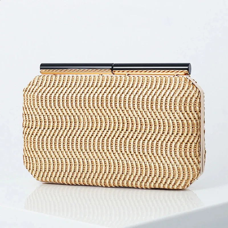 Rote Rattantasche für Damen Taschen Gewebte Clutch 2024 Strohgeldbörsen Umhängetasche Schultertasche Telefon Geldbörse Vintage Handtasche 240820_voghion.com