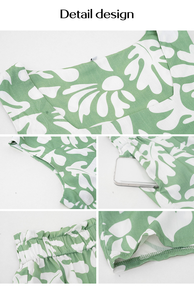 Traje de chaleco estampado de vacaciones de ocio para mujer_voghion.com