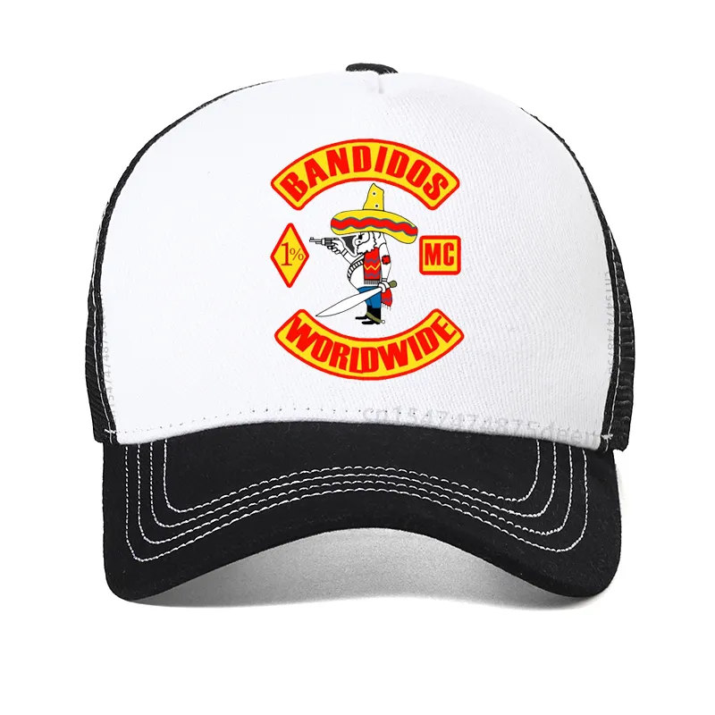 Czapki z daszkiem Bandidos Motorcycle Club Men Baseball Cap Cotton Summer Fashion Mesh Trucker Hat Regulowana Oddychająca_voghion.com