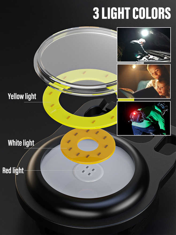 Multifunktionale tragbare MINI-Lampe, superhelle wiederaufladbare Taschenlampe, wasserdichtes Licht mit 3 Lichtfarben für den Außen- und Innenbereich_voghion.com