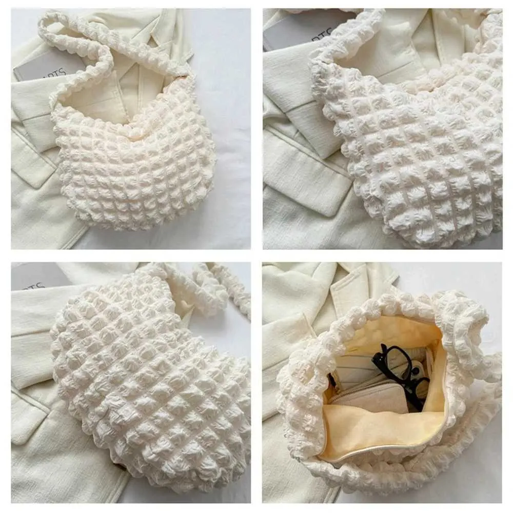 Umhängetasche mit Plissee-Design, Schulter- und Unterarmtasche, einfache Bettwäsche-Handtasche mit großem Fassungsvermögen, Y241025_voghion.com