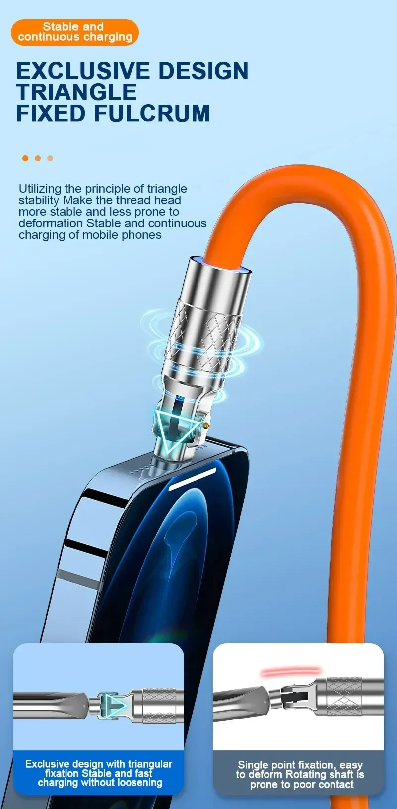 120W 7A Fast Charging Type-C With 180 Degree Rotating Elbow Game Suitable For High-end Mobile Phone Charger USB C Cable_voghion.com