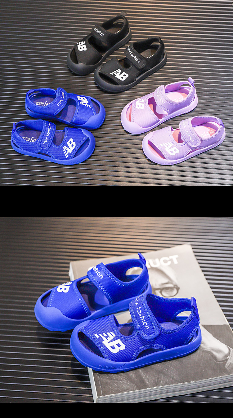 2023 Summer New Children's Baotou AB Boys' Anti Kick Function Sandals Elastic Cloth Girls' Beach Shoes_voghion.com