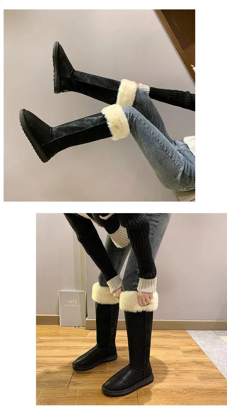 Stivali da neve da donna in stile invernale coreano alla moda PU con Veet in cotone spesso 240904_voghion.com