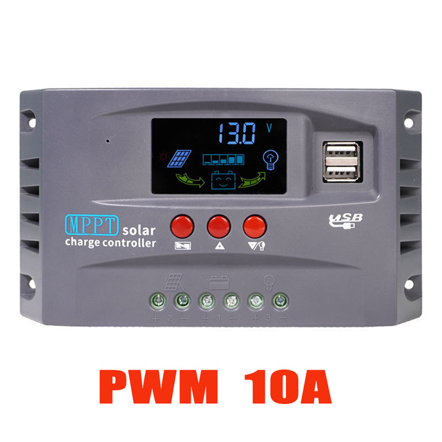 Solar MPPT Charge Controller 12V 24V Auto 30A 20A 10A with LCD Display Dual USB for Lead-Acid Sealed Gel AGM Lithium Battery_voghion.com
