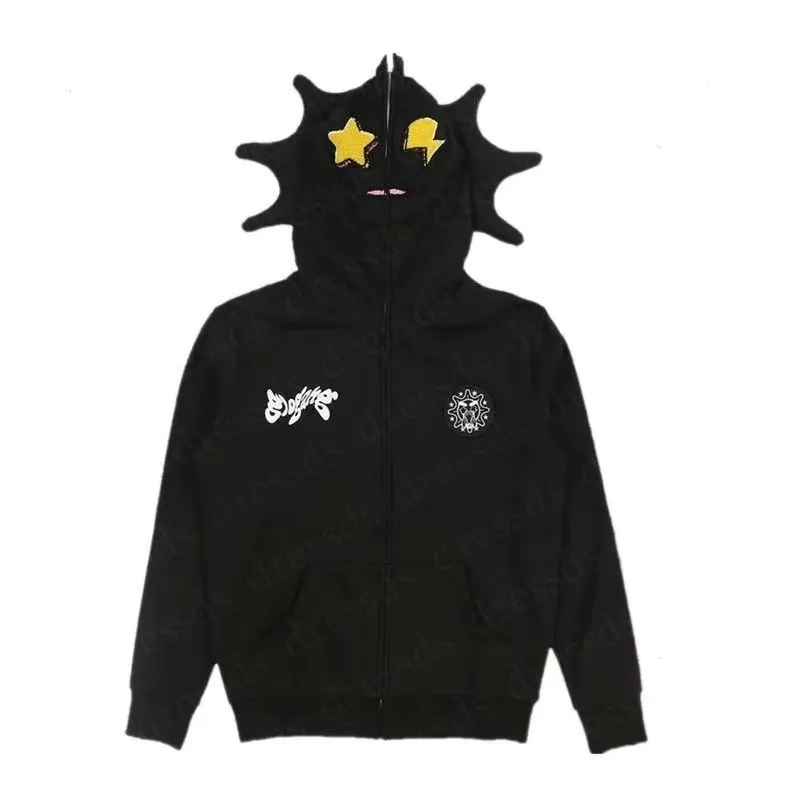 2024 Hot Fast Glo Gang Y2K Style Full-Zip High Street Inspired Hoodie With 3D Printed & Skull Design For Men Women -Bold_voghion.com