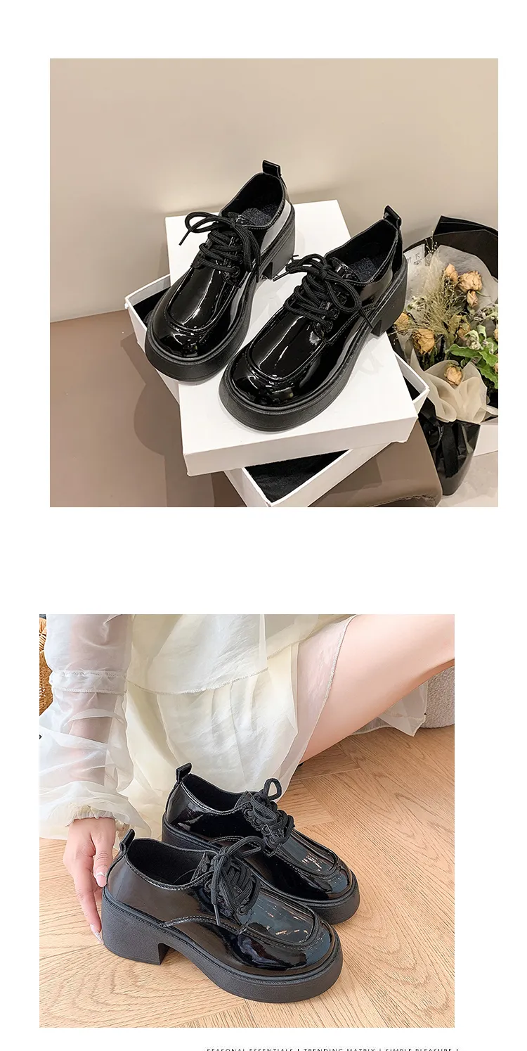 Spring 2024 New Black Platform Flats Women Loafers Slip On Boat Shoes Designer Casual Leather Oxfords_voghion.com
