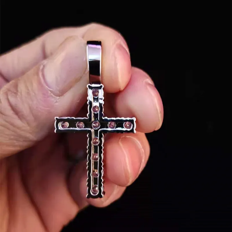 Colares com pingentes Homens Mulheres Hip Hop Cruz Colar com 4mm Zircon Tennis Chain Iced Out Bling HipHop Jóias Moda_voghion.com