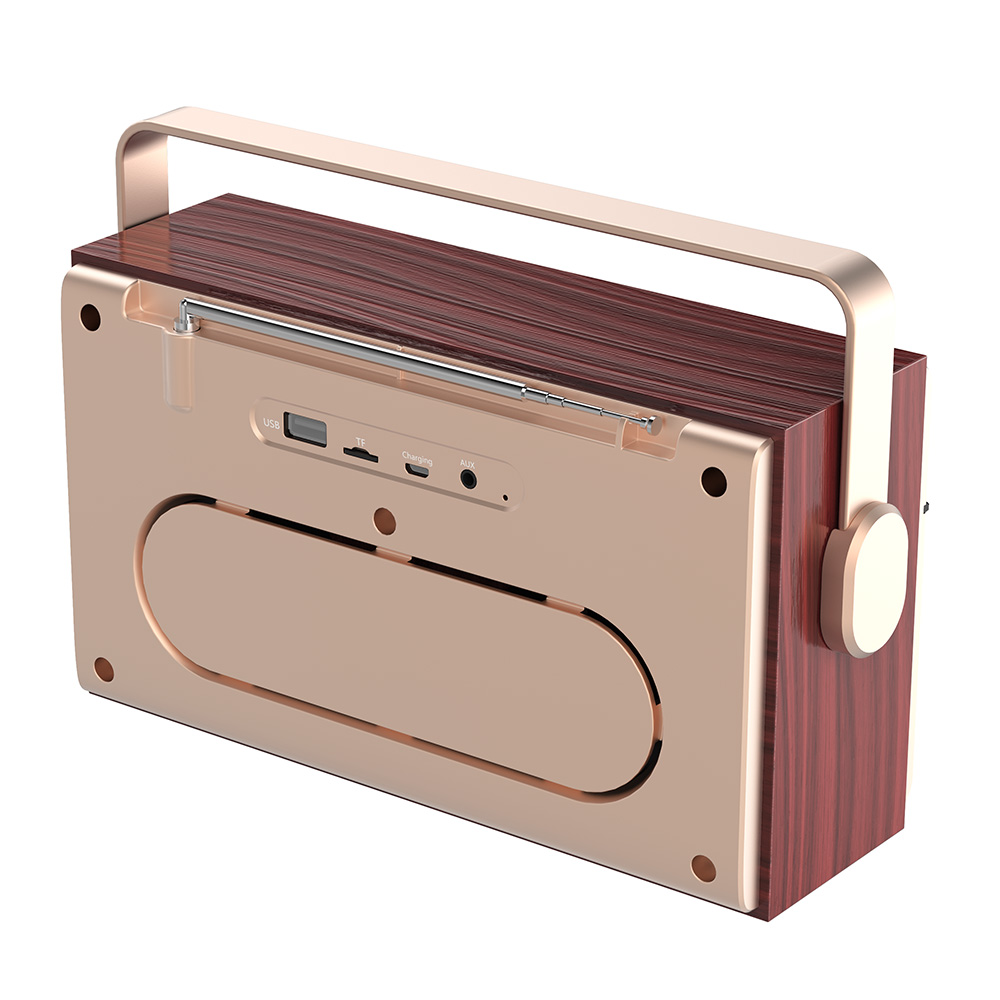 Bärbar trådlös Bluetooth-högtalare i trä, Caixa De Som, 20W, väckarklocka, FM-radio, stöd för TF-kort, U-disk, kabel_voghion.com