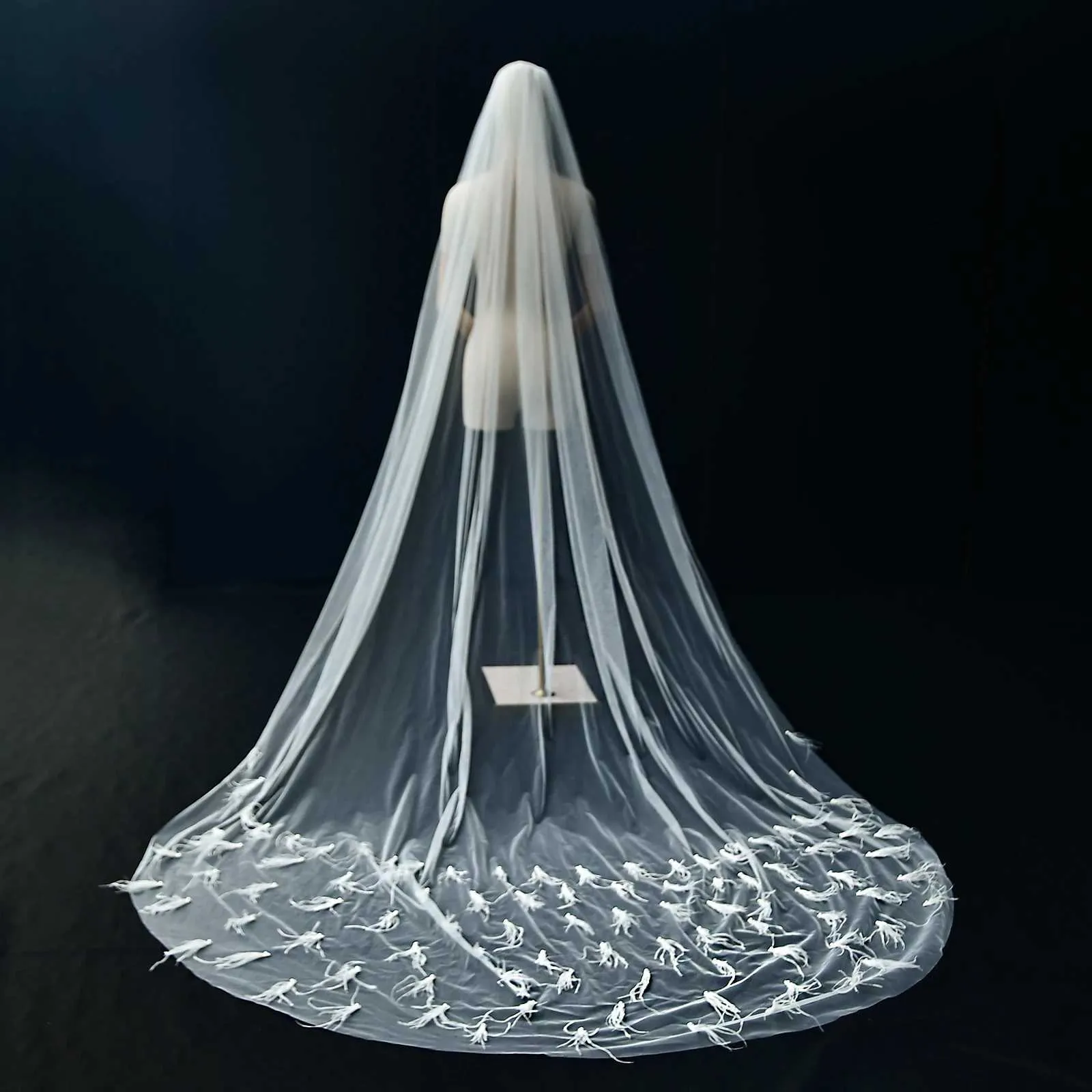 Gioielli V22, 1 strato di piume, perline, cattedrale, matrimonio, con pettine, accessori per capelli da sposa, velo di seta Medine_voghion.com