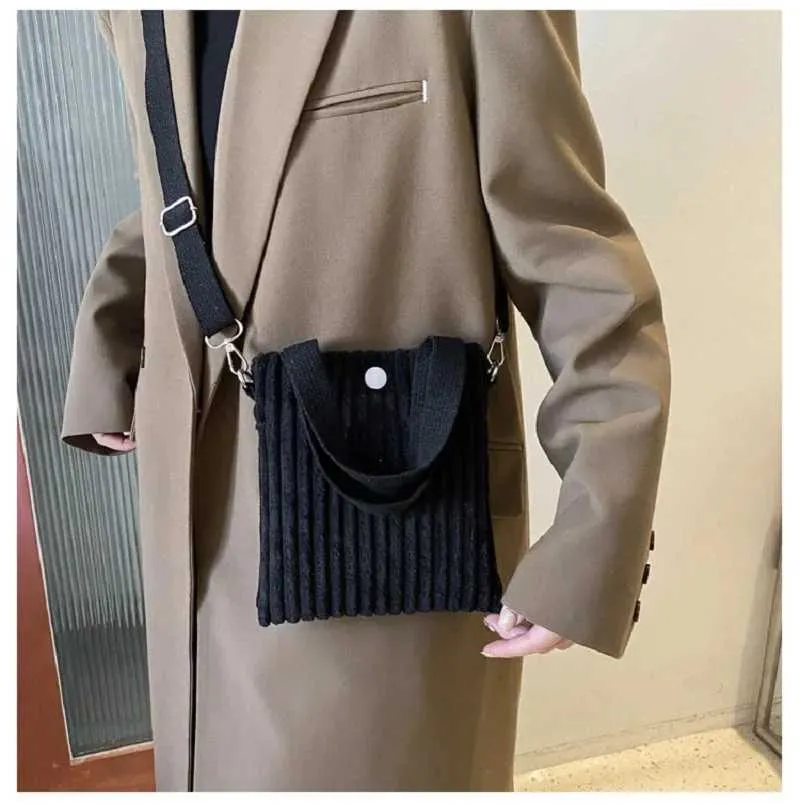 Mini Tote Donna Velluto a Coste Cerniera Primavera Estate Nuova Moda Borsa a Mano Borsa a Tracolla Singola Borsa a Tracolla Piccola 2024C241022_voghion.com