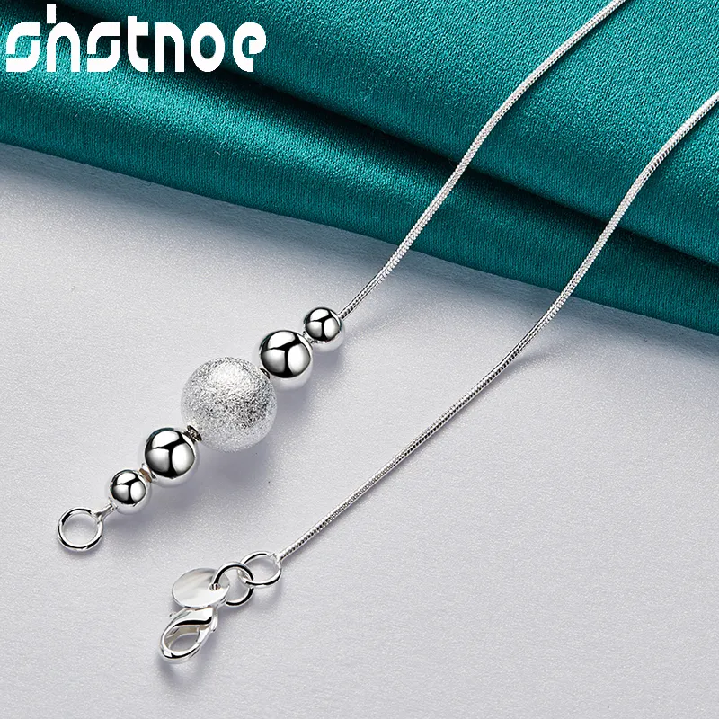 Ķēdītes SHSTONE Sterling Sier matētas gludas pērlīšu ķēdes kaklarota sievietēm ballītēm, saderināšanās, kāzām, modes piekariņš_voghion.com