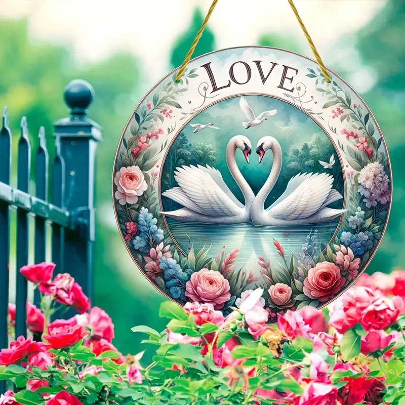 8in Swan Love Suncatcher - Clear Acrylic Valentine's Decor For Wreaths & Windows - Romantic Wedding Gift_voghion.com
