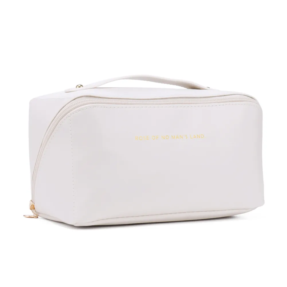 Trousse de maquillage en cuir pour femmes, grande capacité, organiseur de rangement pour pinceaux, idéal pour les voyages._voghion.com