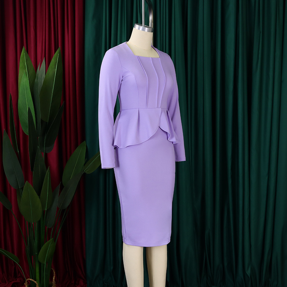 Women's Autumn And Winter New Long-sleeved OL Temperament Elegant Ruffled African Dress_voghion.com