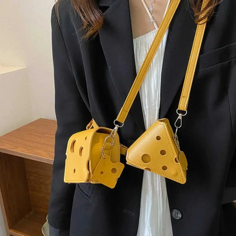 Damen Dreieckige und Quadratische Käseförmige Mini PU Ledertaschen Süße Kopfhörer Lippenstift Geldbörsen Handtaschen Umhängetasche_voghion.com