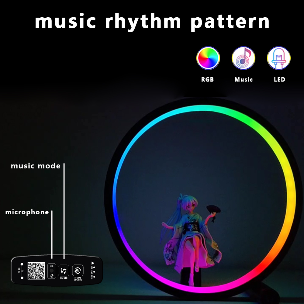 25cm LED Table Lamp Smart App Bluetooth Control RGB Round Night Light USB Wireless Remote Control Bedroom Decor Bedside Lighting_voghion.com