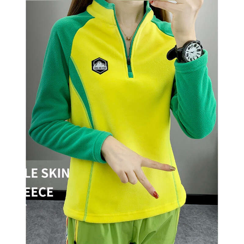 Felpe con cappuccio in pile da alpinismo per donna, primavera e autunno, per sport e tempo libero, calde magliette a maniche lunghe in velluto elasticizzato_voghion.com