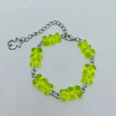 Pulseras de eslabones con bonitos ositos de goma, cadena de acero inoxidable, colgantes, dijes para mujeres, hombres, muñecas, tobillos, joyería para niñas._voghion.com