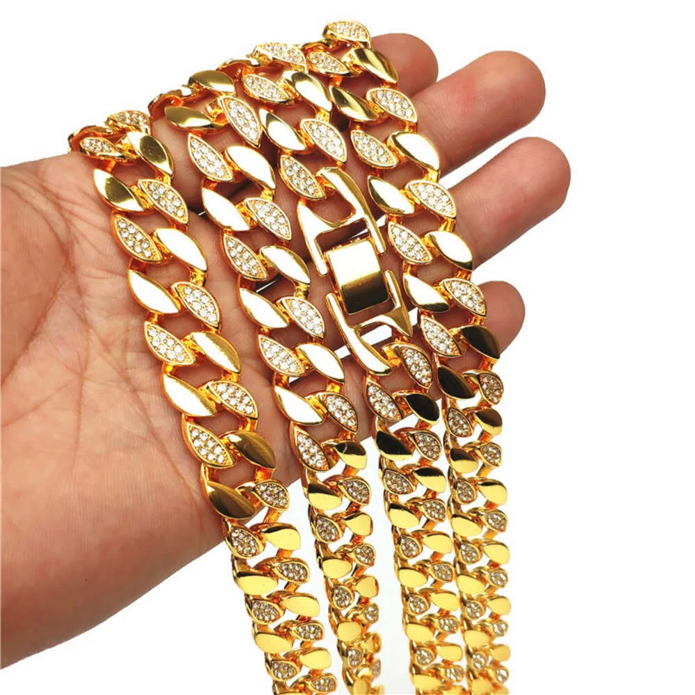 Hip Hop Spacing Super Flash Water Diamond Cuban Chain Dominant Bracelet Ornament_ipsvogv.com