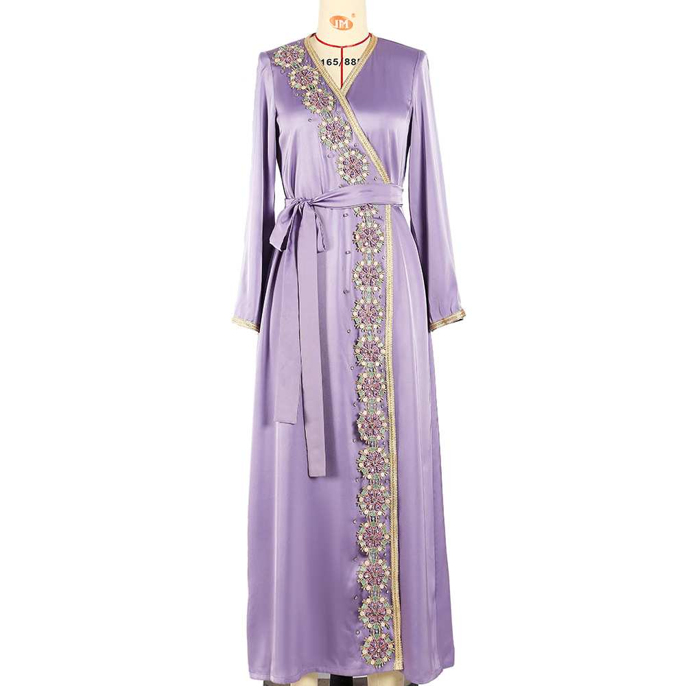 Lila Abendkleid Für Damen Mit Handgestickten Glasdiamanten_voghion.com