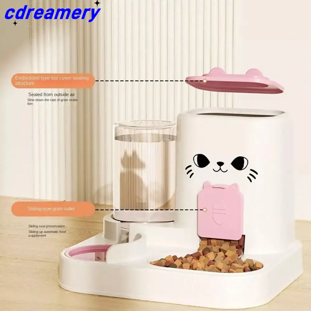 2-in-1 Cartoon Automatischer Futter- und Wasserspender für Haustiere, auslaufsicherer ABS-Kunststoff, Futternapf mit großem Fassungsvermögen für Hunde und Katzen_voghion.com