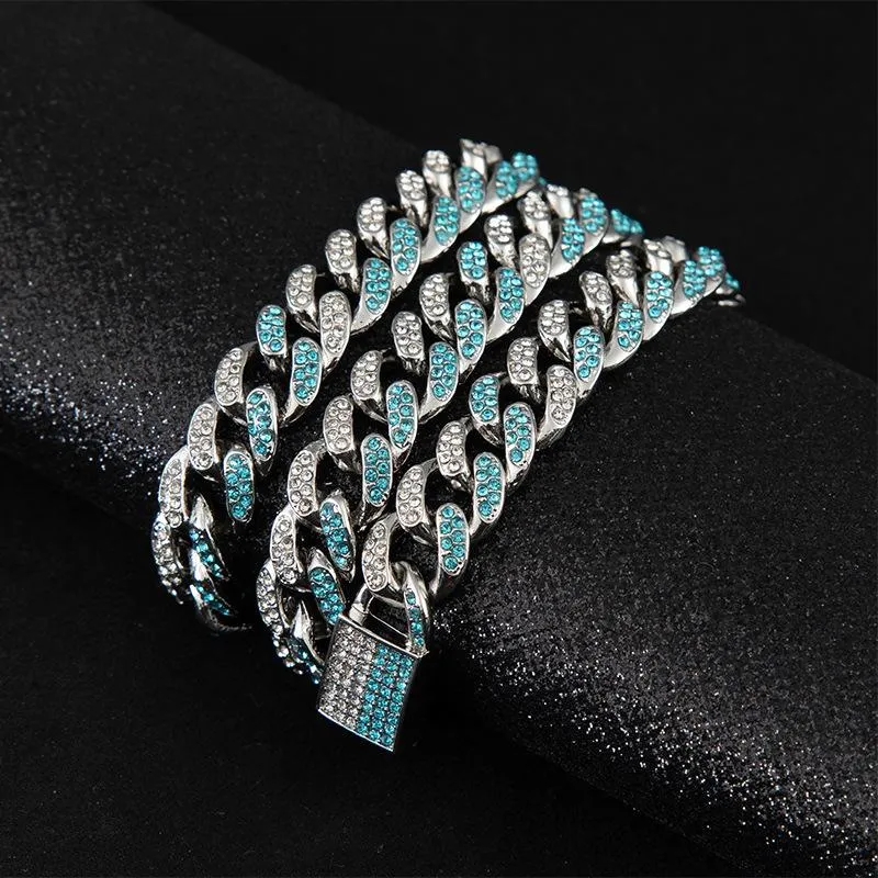 Cuban Link Chain Necklace For Men With Red Diamond Iced Finish_voghion.com